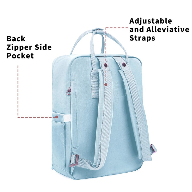 KALIDI Casual Laptop Backpack 15 Inches Classic Camping Rucksack Travel Outdoor Square Daypack College Hiking Gym Bag, Sky Blue - Image 4